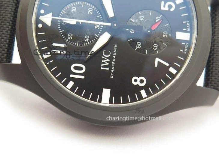 MIROTIME 0218 EasyCare Pilot Chrono IW388001 Real Ceramic ZF 1:1 Best Edition On Black Nylon Strap A 7279